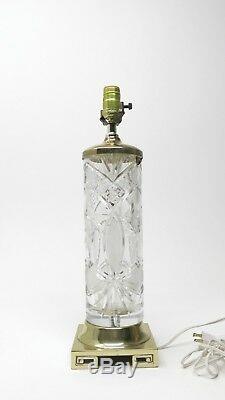 Mid Century Lausitzer Glass Company Hand-Cut Lead Crystal Table Lamp Brass Base