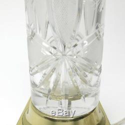 Mid Century Lausitzer Glass Company Hand-Cut Lead Crystal Table Lamp Brass Base