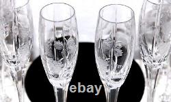 Mikasa Bacchus Fluted Champagne Glass Cut Crystal Grapes Leaves Set 8