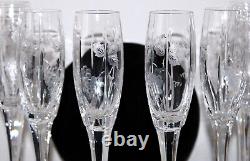 Mikasa Bacchus Fluted Champagne Glass Cut Crystal Grapes Leaves Set 8