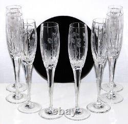 Mikasa Bacchus Fluted Champagne Glass Cut Crystal Grapes Leaves Set 8