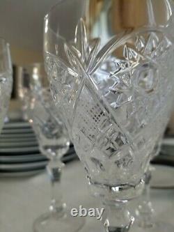 Mint Bohemian Clear Cut Crystal Wine Glass Set of 4.75 height. Mint