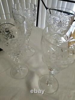 Mint Bohemian Clear Cut Crystal Wine Glass Set of 4.75 height. Mint