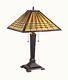 Mission Stained Cut Glass Arts & Crafts Design Tiffany Style Table Desk Lamp