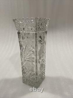 Monumental American Brilliant ABP Cut Glass Vase Flower Crystal Vintage