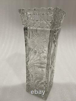 Monumental American Brilliant ABP Cut Glass Vase Flower Crystal Vintage