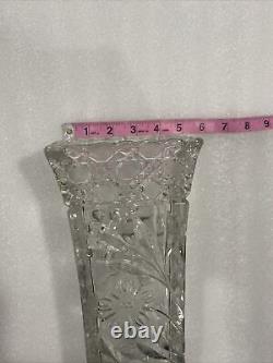 Monumental American Brilliant ABP Cut Glass Vase Flower Crystal Vintage