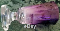 Moser 1890's Purple Engraved Cut To Clear Deer Forest Scene Crystal Goblet