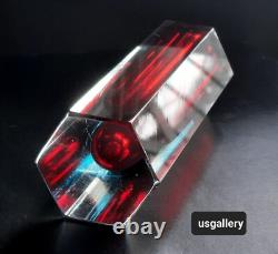 Moser Art Deco Cut Crystal Glass Faceted Bohemian Vase approx 6 Tall