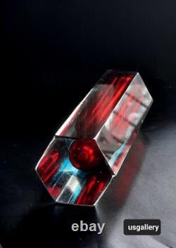 Moser Art Deco Cut Crystal Glass Faceted Bohemian Vase approx 6 Tall