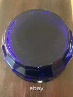 Moser Bohemian Karlsbad Cobalt Blue Frieze/Gilt Band Cut Crystal Art Glass Bowl