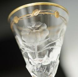 Moser Crystal Rose Etch Cut Intaglio Paula Cordial Glass Goblet 5.1/8 Marked