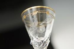 Moser Crystal Rose Etch Cut Intaglio Paula Cordial Glass Goblet 5.1/8 Marked