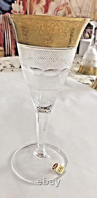 Moser Czech Cut Crystal Glass Water Goblets in Gold Splendid 9.25