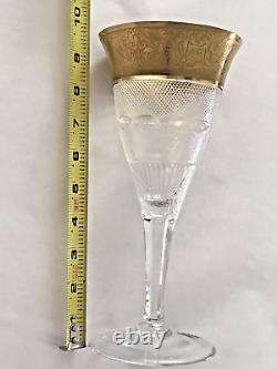 Moser Czech Cut Crystal Glass Water Goblets in Gold Splendid 9.25