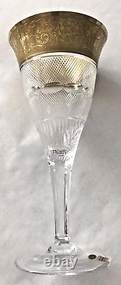 Moser Czech Cut Crystal Glass Water Goblets in Gold Splendid 9.25