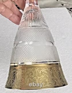 Moser Czech Cut Crystal Glass Water Goblets in Gold Splendid 9.25