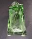 Moser Green Intaglio Cut Crystal Perfume Bottle Signed Art Glass Bohemia
