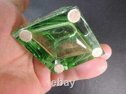Moser Green Intaglio Cut Crystal Perfume Bottle Signed Art Glass Bohemia