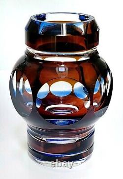 Moser Signed Cut Tri-Color Crystal Glass Bubbles VasePERFECT GORGEOUS AND RARE