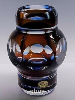Moser Signed Cut Tri-Color Crystal Glass Bubbles VasePERFECT GORGEOUS AND RARE