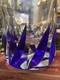 Murano Glass Cobalt Leaf Centrepiece Vase 10Urn Cut Crystal Art Deco Vintage