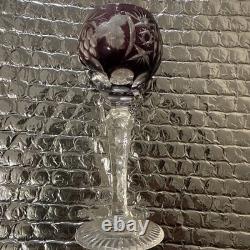 NACHTMANN TRAUBE CRYSTAL Tall Hock Wine Goblet Glass Amethyst Cut to Clear