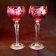 NACHTMANN TRAUB RUBY TALL WINE HOCK, Cut Lead Crystal, 8.25, Glasses, 2PCS SET