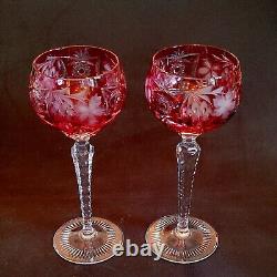 NACHTMANN TRAUB RUBY TALL WINE HOCK, Cut Lead Crystal, 8.25, Glasses, 2PCS SET