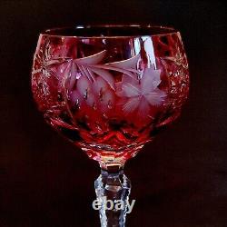 NACHTMANN TRAUB RUBY TALL WINE HOCK, Cut Lead Crystal, 8.25, Glasses, 2PCS SET