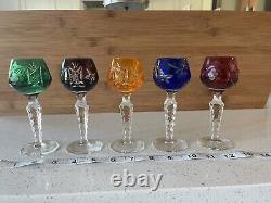 NACHTMANN Traube Cut to Clear Crystal Tall Hock Wine Glasses- set of 5