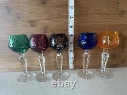 NACHTMANN Traube Cut to Clear Crystal Tall Hock Wine Glasses- set of 5