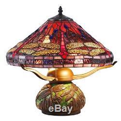 NB Tiffany Style Dragonfly Lamp Cut Stained Glass Reading Table Desk Mosaic Base