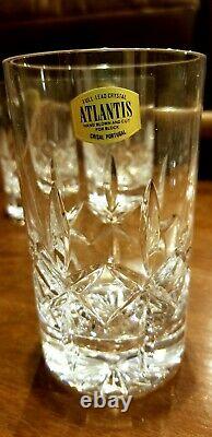NEW. Atlantis Crystal Fernando Simple Cuts RARE Set of (4) 5 Glasses Portugal