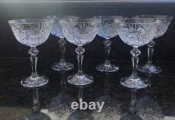 NEW Bohemian Czech Crystal Set Of 6 Champagne Glasses Hand Cross Cut Vintage