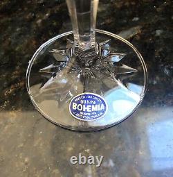 NEW Bohemian Czech Crystal Set Of 6 Champagne Glasses Hand Cross Cut Vintage