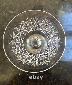 NEW Bohemian Czech Crystal Set Of 6 Champagne Glasses Hand Cross Cut Vintage