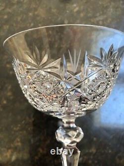 NEW Bohemian Czech Crystal Set Of 6 Champagne Glasses Hand Cross Cut Vintage
