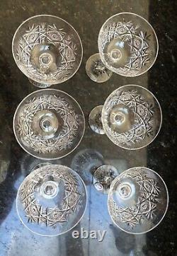 NEW Bohemian Czech Crystal Set Of 6 Champagne Glasses Hand Cross Cut Vintage