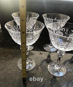 NEW Bohemian Czech Crystal Set Of 6 Champagne Glasses Hand Cross Cut Vintage
