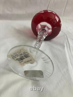 NEW VINTAGE BOHEMIAN CUT LEAD CRYSTAL CLEAR INDUSTRIES WINE STEM GLASS Set of 4