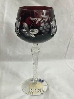 NEW VINTAGE BOHEMIAN CUT LEAD CRYSTAL CLEAR INDUSTRIES WINE STEM GLASS Set of 4