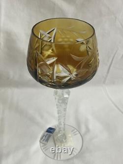 NEW VINTAGE BOHEMIAN CUT LEAD CRYSTAL CLEAR INDUSTRIES WINE STEM GLASS Set of 4