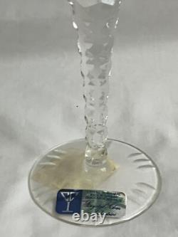 NEW VINTAGE BOHEMIAN CUT LEAD CRYSTAL CLEAR INDUSTRIES WINE STEM GLASS Set of 4