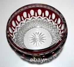 NEW Waterford Crystal CLARENDON (1997-2008) Ruby Red Cut to Clear Bowl 6