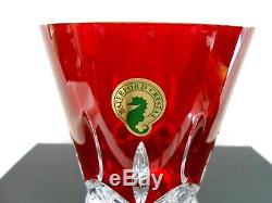 NIB Waterford Lismore Pops 2 Ruby Red Cut To Clear Crystal Double Old Fashions