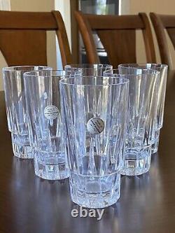 NWT SIX Tall Glasses Kristaluxus Mexico Full Lead Hand Cut Crystal 24% PBO