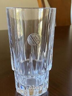 NWT SIX Tall Glasses Kristaluxus Mexico Full Lead Hand Cut Crystal 24% PBO