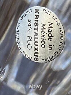 NWT SIX Tall Glasses Kristaluxus Mexico Full Lead Hand Cut Crystal 24% PBO
