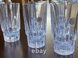 NWT SIX Tall Glasses Kristaluxus Mexico Full Lead Hand Cut Crystal 24% PBO